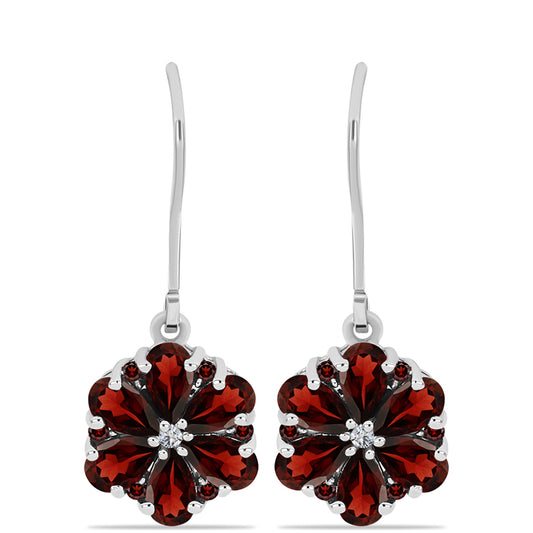 Cercei din Argint 925 ( 2.36 grame ) cu Granat Barton și Topaz Alb 3.44 Carate