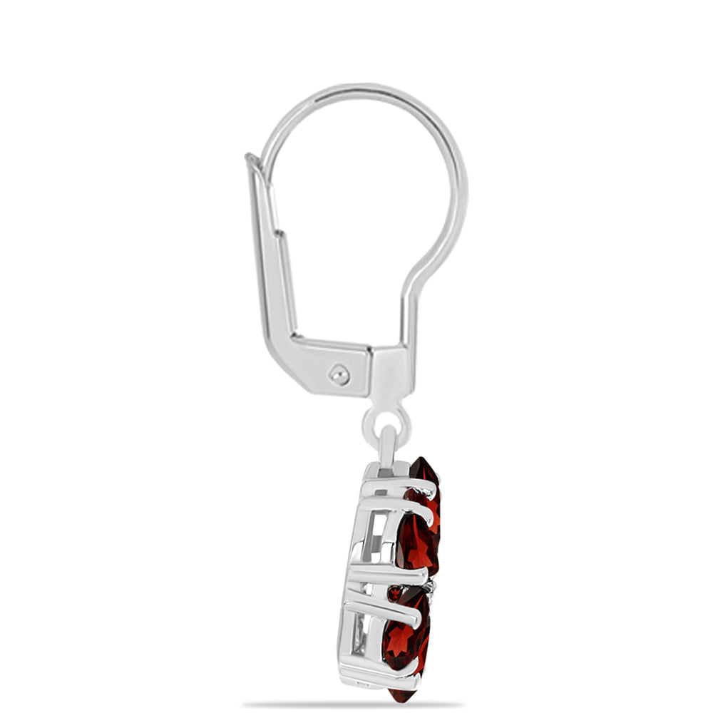 Cercei din Argint 925 ( 2.36 grame ) cu Granat Barton și Topaz Alb 3.44 Carate 2 