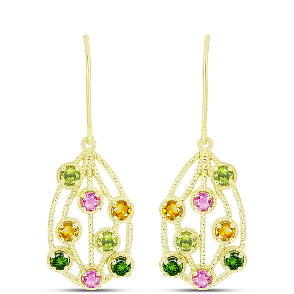 Cercei din Argint 925 Placat cu Aur ( 4.92 grame ) cu Turmalină Chakra 1.39 Carate 1 