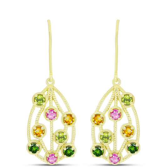 Cercei din Argint 925 Placat cu Aur ( 4.92 grame ) cu Turmalină Chakra 1.39 Carate