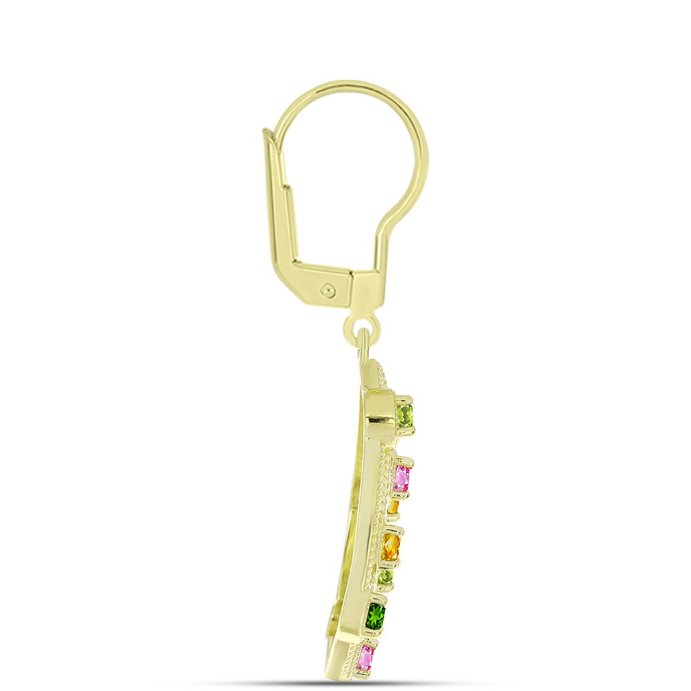 Cercei din Argint 925 Placat cu Aur ( 4.92 grame ) cu Turmalină Chakra 1.39 Carate 2 