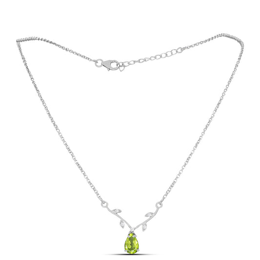 Colier din Argint 925 ( 3.67 grame ) cu Peridot Changbai și Topaz Alb 1.23 Carate