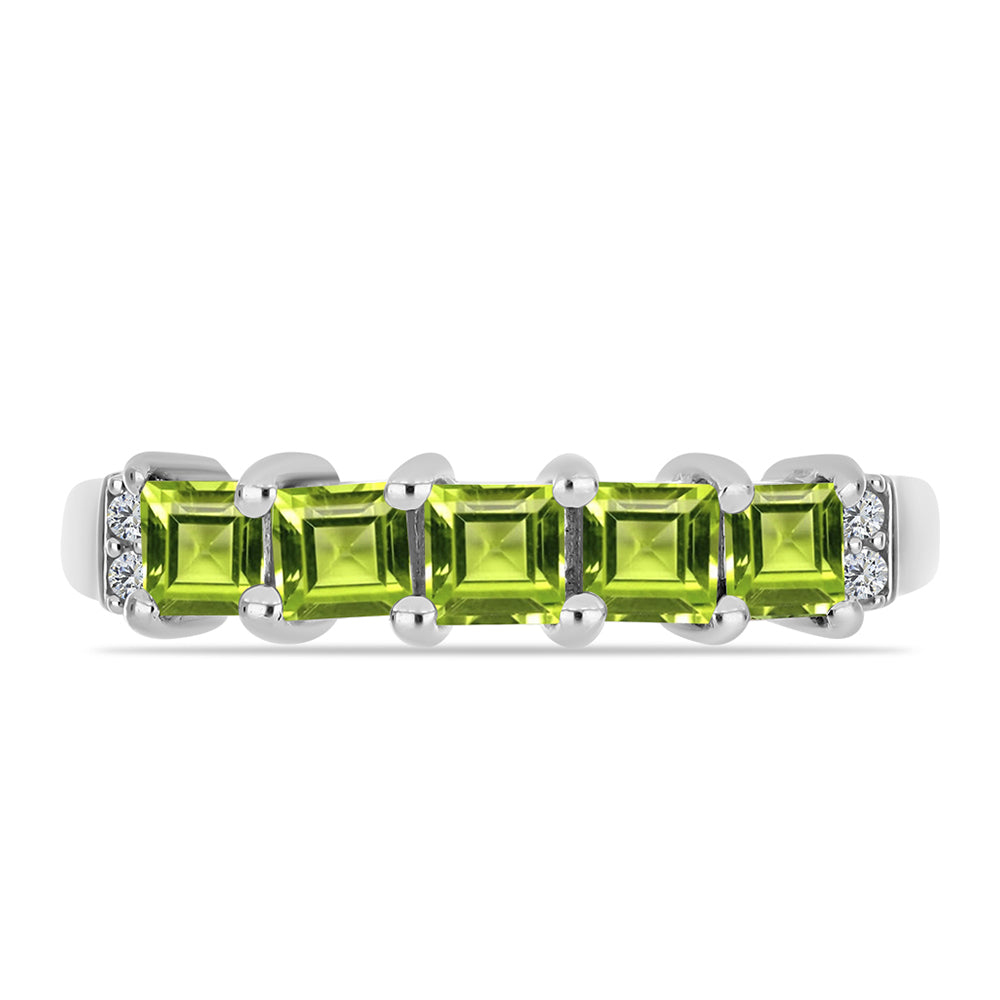 Inel din Argint 925 ( 2.35 grame ) cu Peridot Changbai și Topaz Alb 0.92 Carate