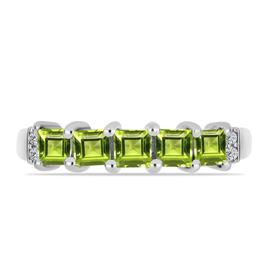 Inel din Argint 925 ( 2.35 grame ) cu Peridot Changbai și Topaz Alb 0.92 Carate