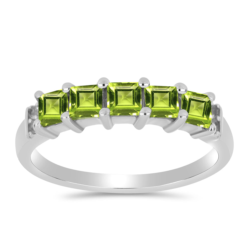 Inel din Argint 925 ( 2.35 grame ) cu Peridot Changbai și Topaz Alb 0.92 Carate