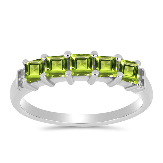 Inel din Argint 925 ( 2.35 grame ) cu Peridot Changbai și Topaz Alb 0.92 Carate
