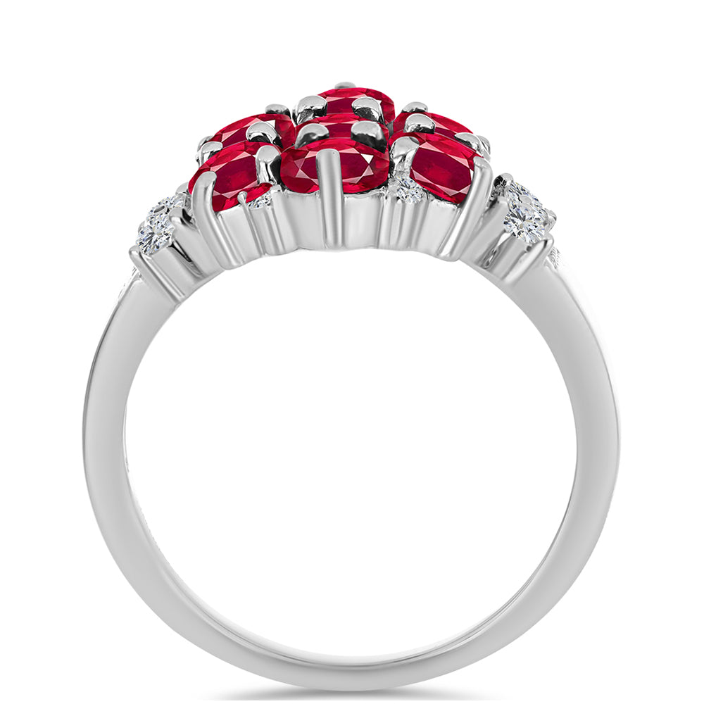 Inel din Argint 925 ( 3.67 grame ) cu Rubin Malagasy și Topaz Alb 3.96 Carate
