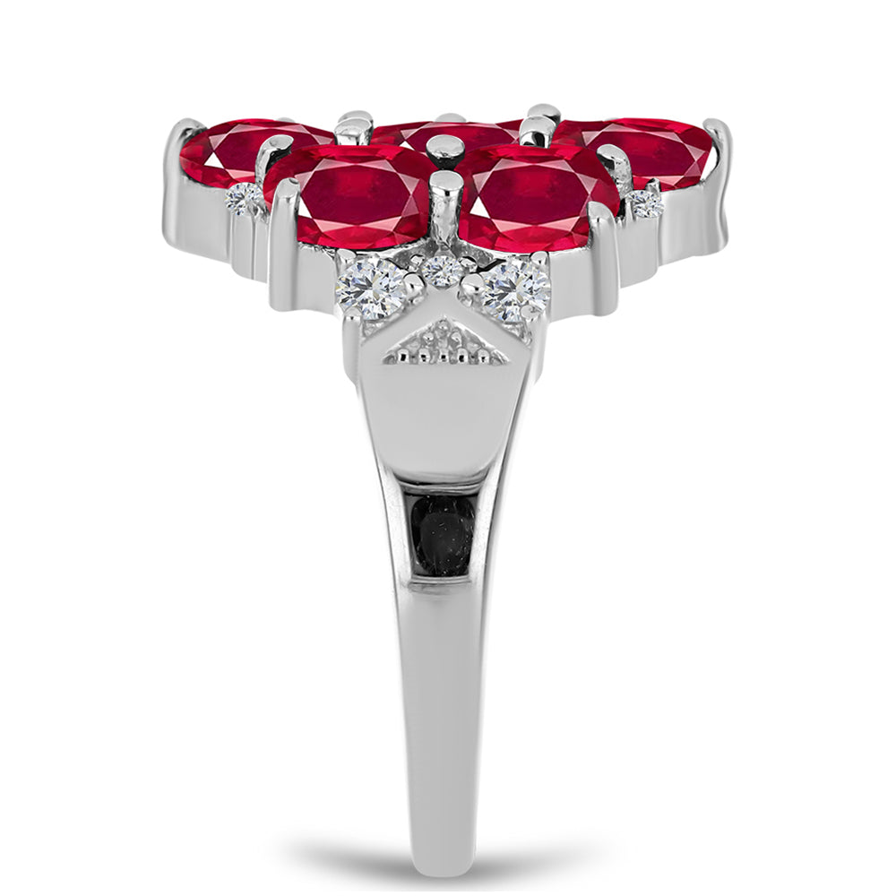 Inel din Argint 925 ( 3.67 grame ) cu Rubin Malagasy și Topaz Alb 3.96 Carate 4 