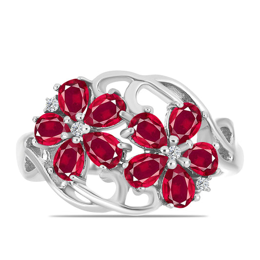 Inel din Argint 925 ( 3.29 grame ) cu Rubin Malagasy și Topaz Alb 2.26 Carate