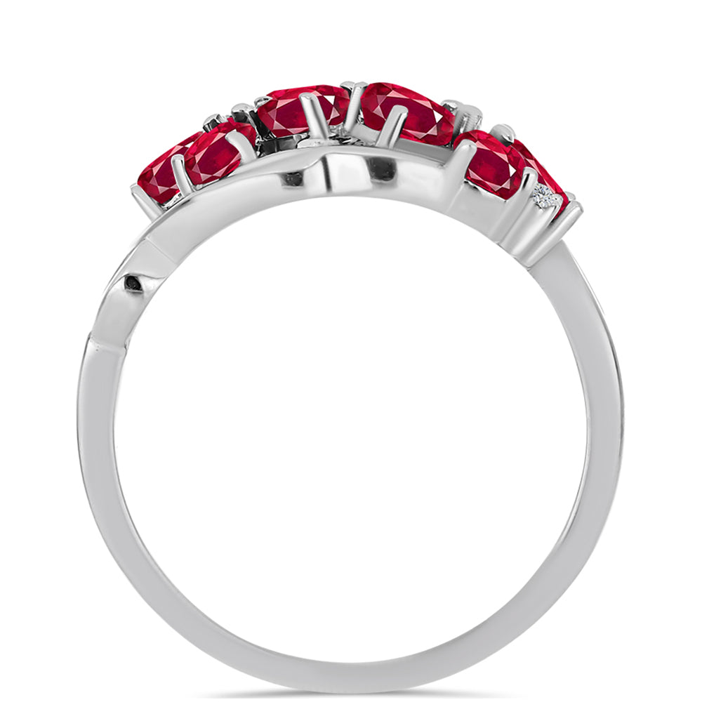 Inel din Argint 925 ( 3.29 grame ) cu Rubin Malagasy și Topaz Alb 2.26 Carate