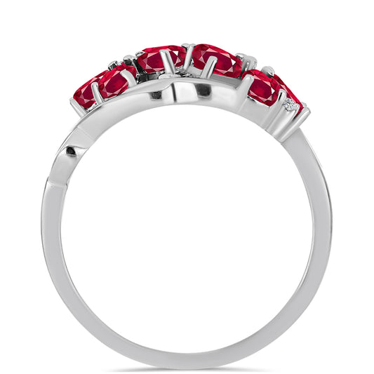 Inel din Argint 925 ( 3.29 grame ) cu Rubin Malagasy și Topaz Alb 2.26 Carate