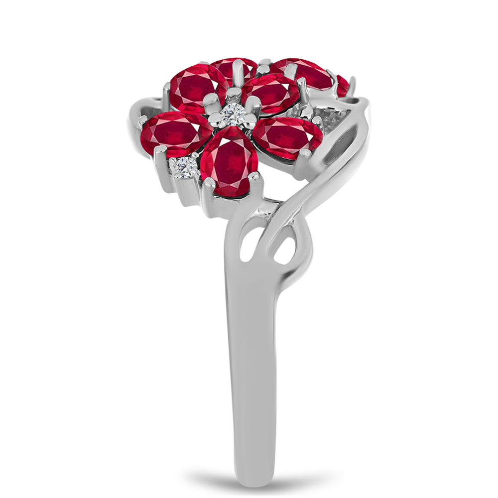 Inel din Argint 925 ( 3.29 grame ) cu Rubin Malagasy și Topaz Alb 2.26 Carate 8 