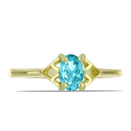 Inel din Argint 925 Placat cu Aur ( 1.43 grame ) cu Cuarț Paraiba 0.39 Carate