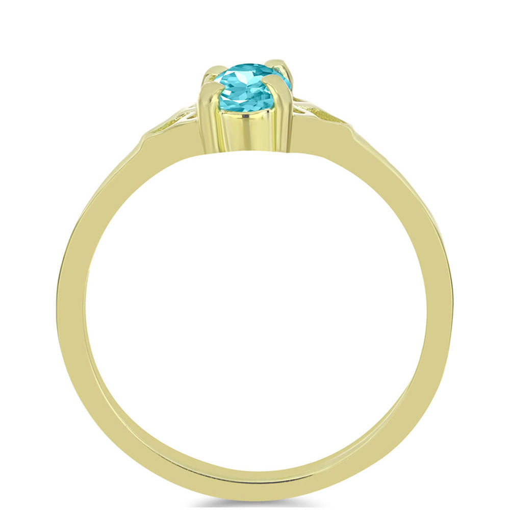 Inel din Argint 925 Placat cu Aur ( 1.43 grame ) cu Cuarț Paraiba 0.39 Carate 2 