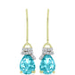 Cercei din Argint 925 Placat cu Aur ( 2.25 grame ) cu Cuarț Paraiba și Topaz Alb 3.33 Carate