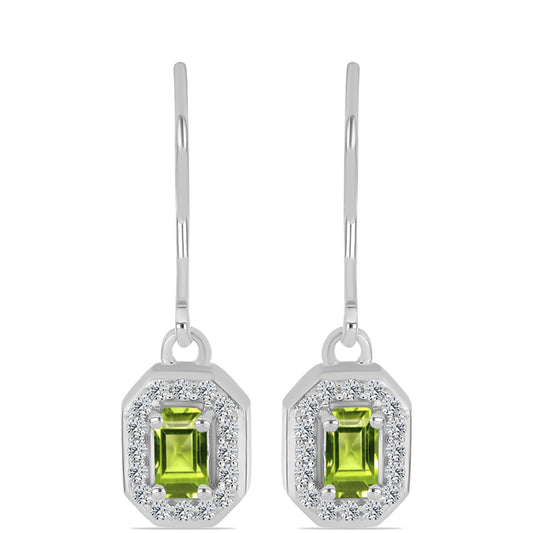 Cercei din Argint 925 ( 2.09 grame ) cu Peridot Changbai și Topaz Alb 0.83 Carate
