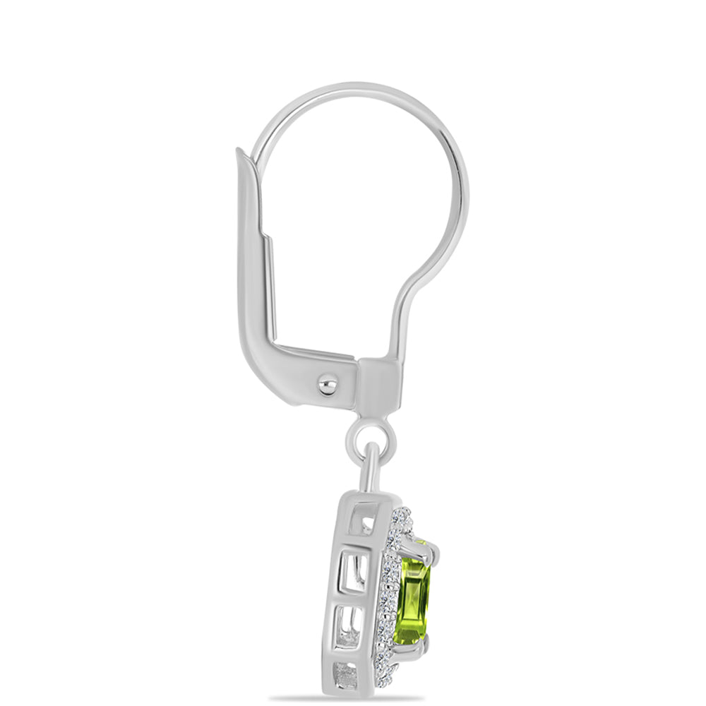 Cercei din Argint 925 ( 2.09 grame ) cu Peridot Changbai și Topaz Alb 0.83 Carate 2 