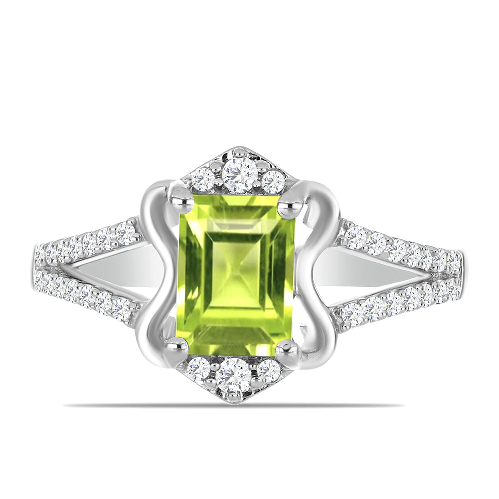 Inel din Argint 925 ( 2.47 grame ) cu Peridot Changbai și Topaz Alb 1.28 Carate