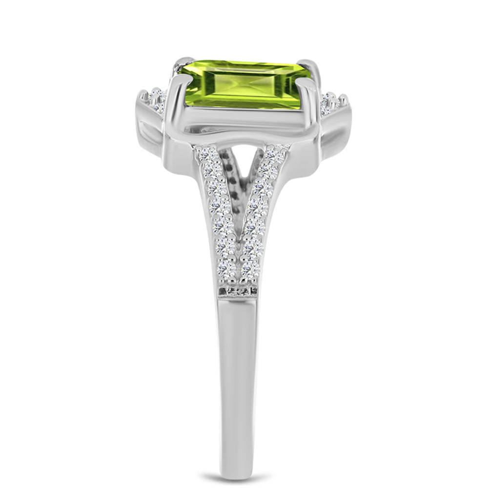 Inel din Argint 925 ( 2.47 grame ) cu Peridot Changbai și Topaz Alb 1.28 Carate 4 