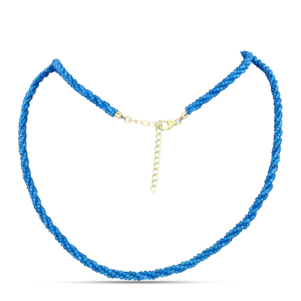 Colier din Argint 925 Placat cu Aur ( 1.03 grame ) cu Cuarț Paraiba 44.65 Carate 1 