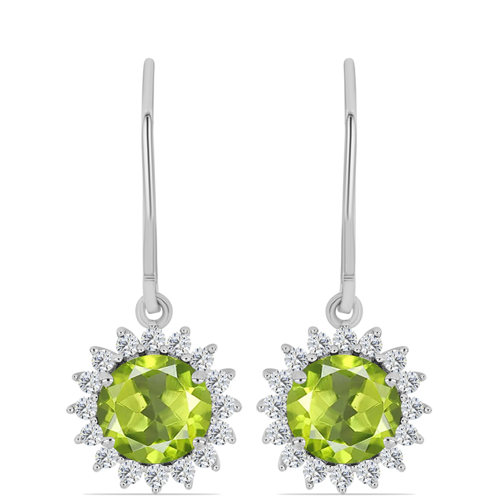 Cercei din Argint 925 ( 2.65 grame ) cu Peridot Changbai și Topaz Alb 3.55 Carate 1 