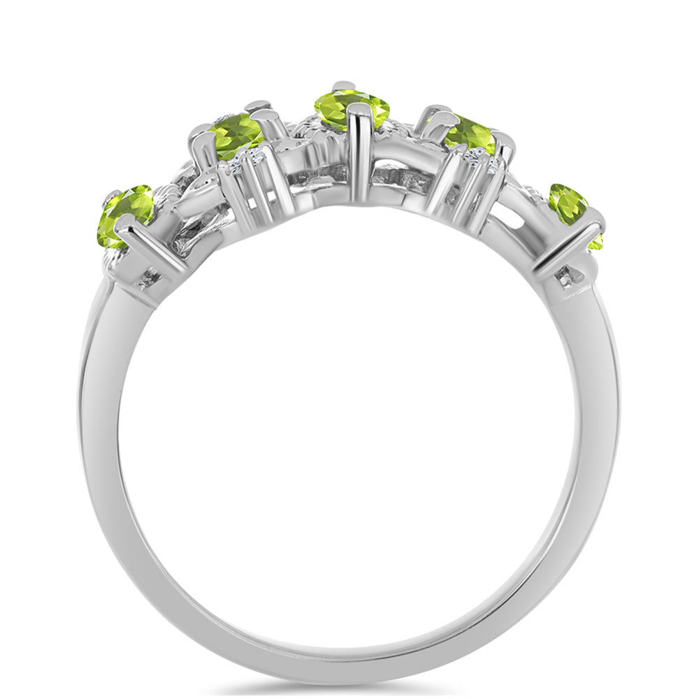 Inel din Argint 925 ( 3.7 grame ) cu Peridot Changbai și Topaz Alb 1.14 Carate 6 