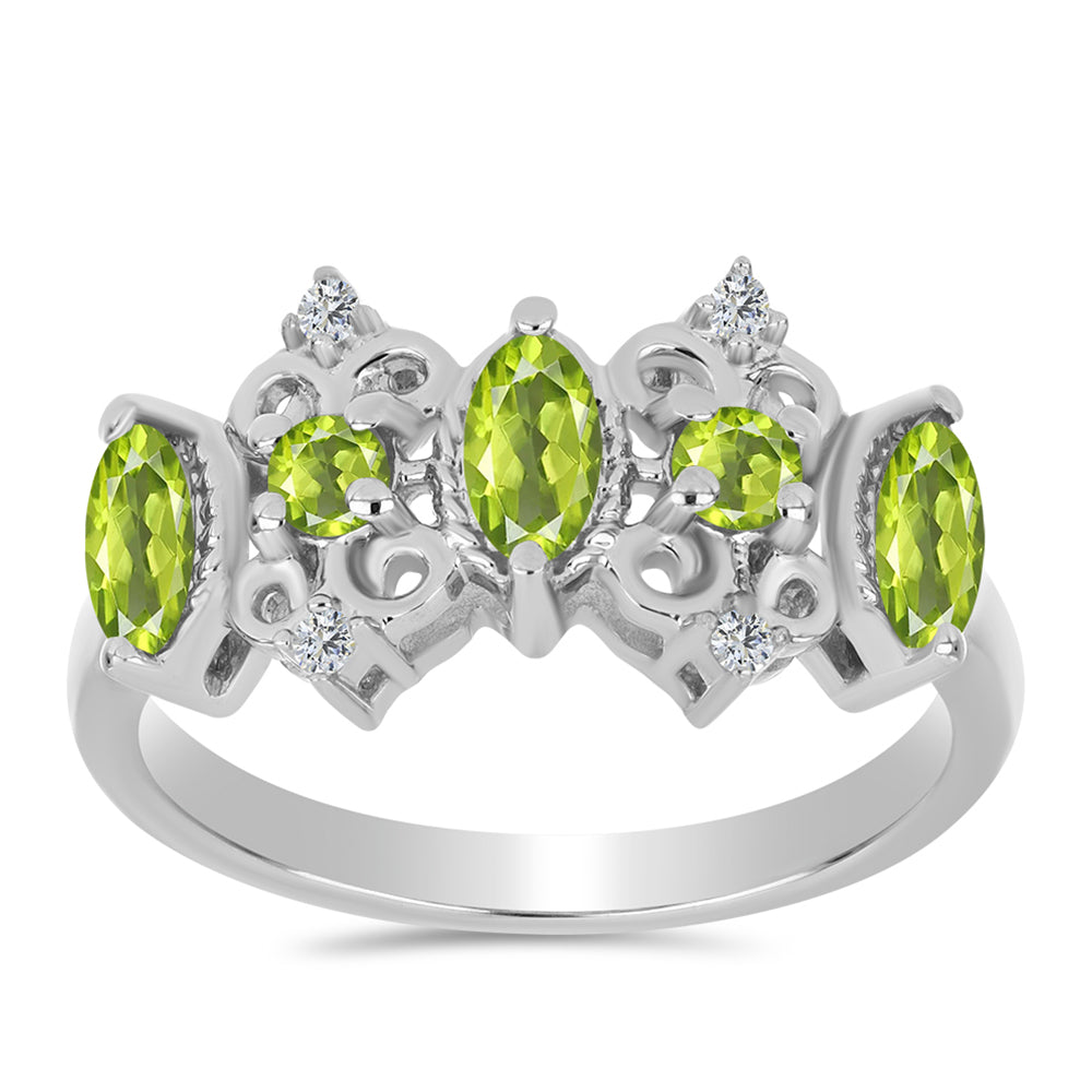 Inel din Argint 925 ( 3.7 grame ) cu Peridot Changbai și Topaz Alb 1.14 Carate