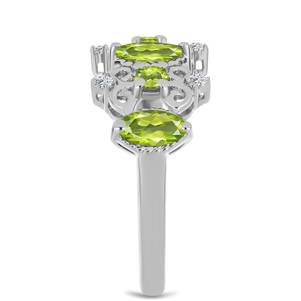 Inel din Argint 925 ( 3.7 grame ) cu Peridot Changbai și Topaz Alb 1.14 Carate 8 