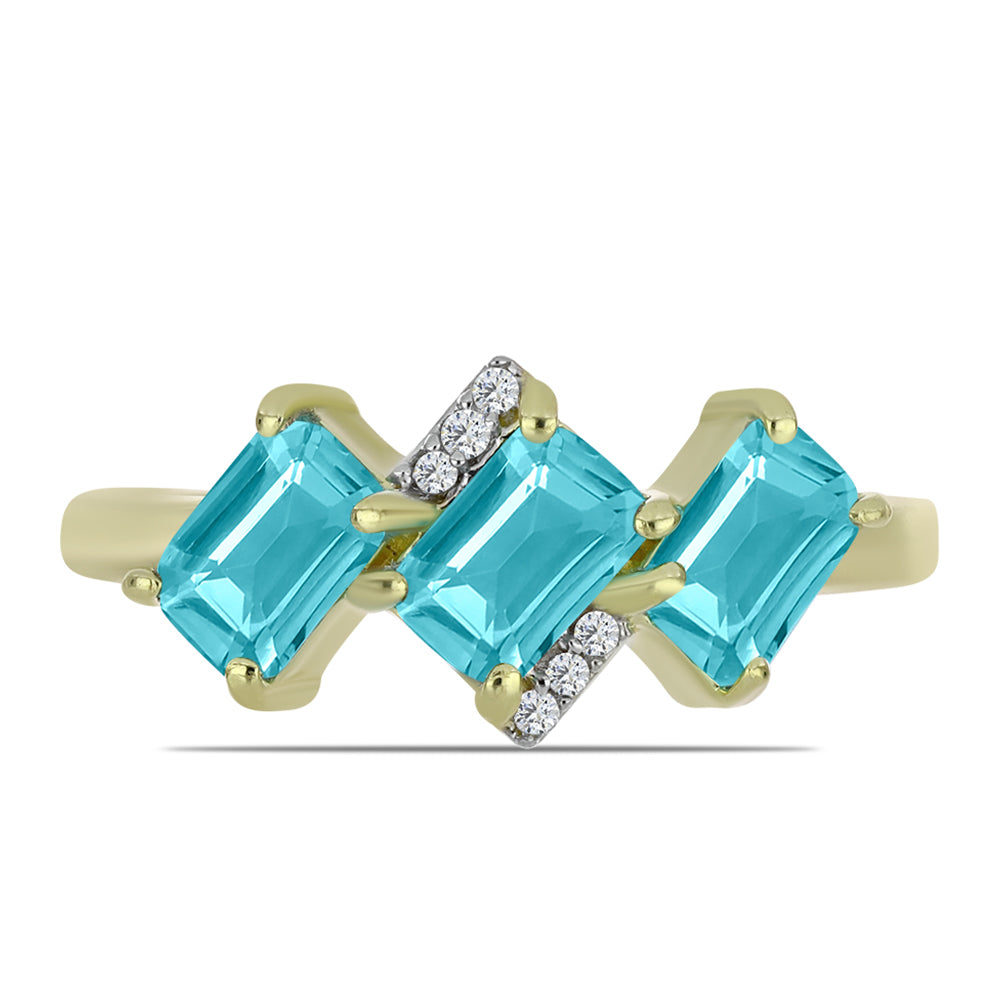 Inel din Argint 925 Placat cu Aur ( 2.74 grame ) cu Cuarț Paraiba și Topaz Alb 1.47 Carate 1 