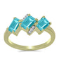 Inel din Argint 925 Placat cu Aur ( 2.74 grame ) cu Cuarț Paraiba și Topaz Alb 1.47 Carate