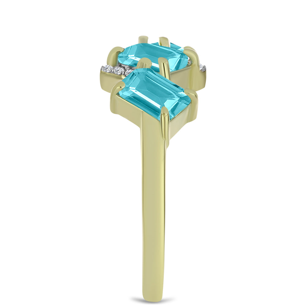 Inel din Argint 925 Placat cu Aur ( 2.74 grame ) cu Cuarț Paraiba și Topaz Alb 1.47 Carate