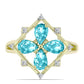 Inel din Argint 925 Placat cu Aur ( 3.38 grame ) cu Cuarț Paraiba și Topaz Alb 1.41 Carate