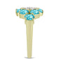 Inel din Argint 925 Placat cu Aur ( 2.98 grame ) cu Cuarț Paraiba și Topaz Alb 1.3 Carate
