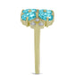 Inel din Argint 925 Placat cu Aur ( 2.91 grame ) cu Cuarț Paraiba și Topaz Alb 1.68 Carate
