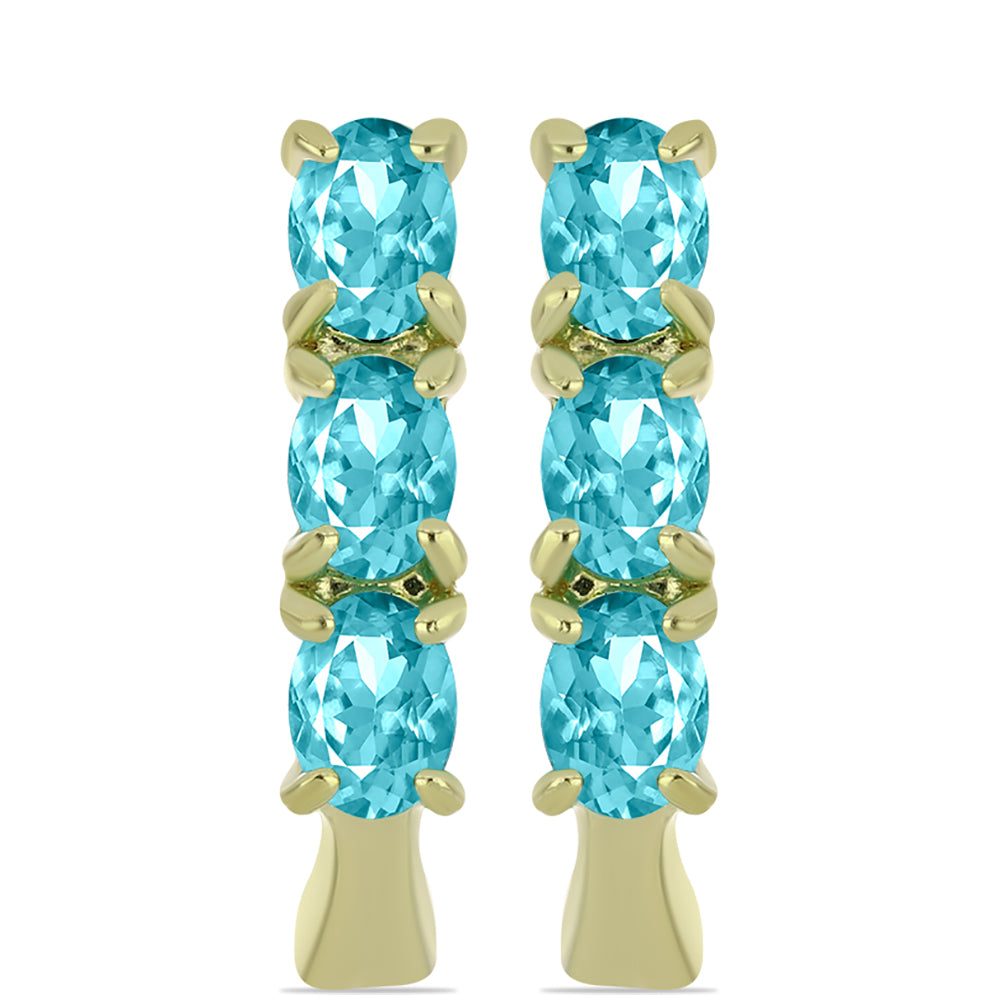 Cercei din Argint 925 Placat cu Aur ( 2.67 grame ) cu Cuarț Paraiba 0.88 Carate 1 