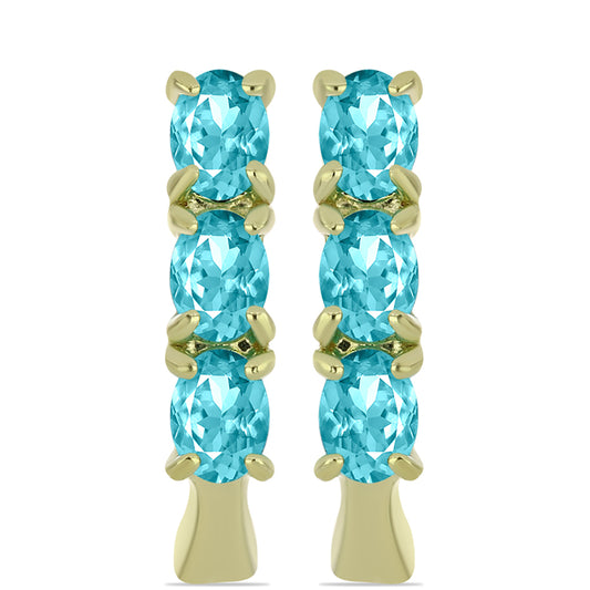 Cercei din Argint 925 Placat cu Aur ( 2.67 grame ) cu Cuarț Paraiba 0.88 Carate