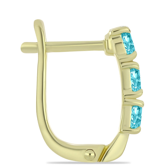 Cercei din Argint 925 Placat cu Aur ( 2.67 grame ) cu Cuarț Paraiba 0.88 Carate