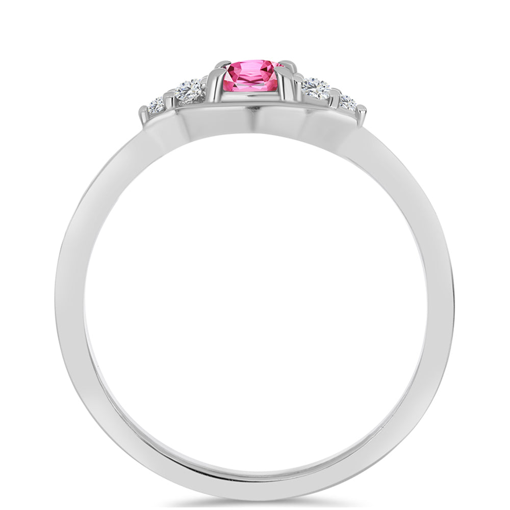 Inel din Argint 925 ( 2.01 grame ) cu Turmalină Roz Pelmadulla și Topaz Alb 0.6 Carate