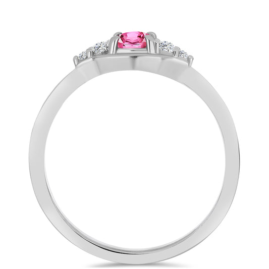 Inel din Argint 925 ( 2.01 grame ) cu Turmalină Roz Pelmadulla și Topaz Alb 0.6 Carate