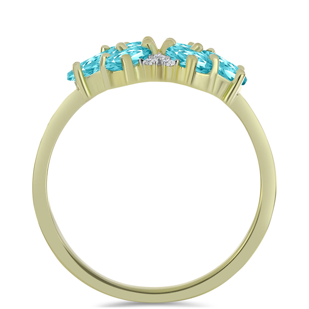 Inel din Argint 925 Placat cu Aur ( 2.75 grame ) cu Cuarț Paraiba și Topaz Alb 1.18 Carate