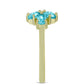 Inel din Argint 925 Placat cu Aur ( 2.75 grame ) cu Cuarț Paraiba și Topaz Alb 1.18 Carate