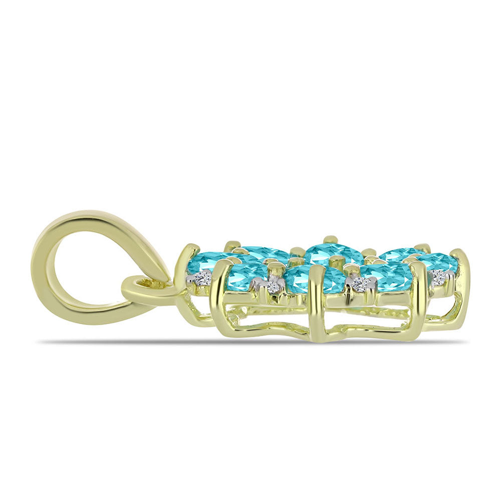 Pandantiv din Argint 925 Placat cu Aur ( 1.35 grame ) cu Cuarț Paraiba și Topaz Alb 1.28 Carate