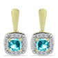 Cercei din Argint 925 Placat cu Aur ( 2.75 grame ) cu Cuarț Paraiba și Topaz Alb 0.74 Carate