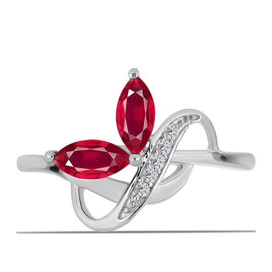 Inel din Argint 925 ( 1.4 grame ) cu Rubin Malagasy și Topaz Alb 0.71 Carate