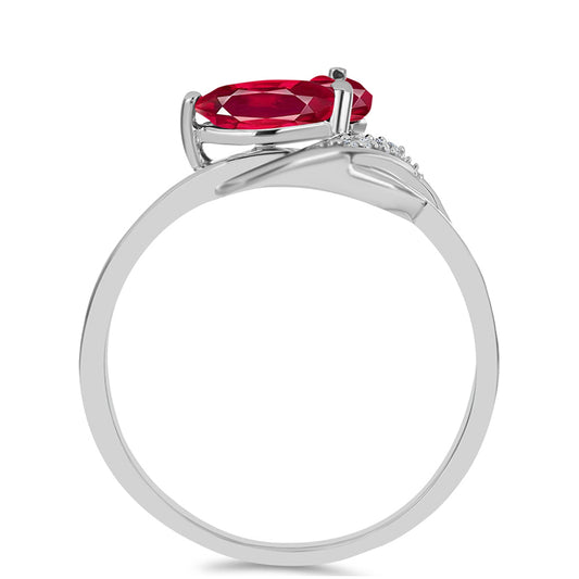 Inel din Argint 925 ( 1.4 grame ) cu Rubin Malagasy și Topaz Alb 0.71 Carate