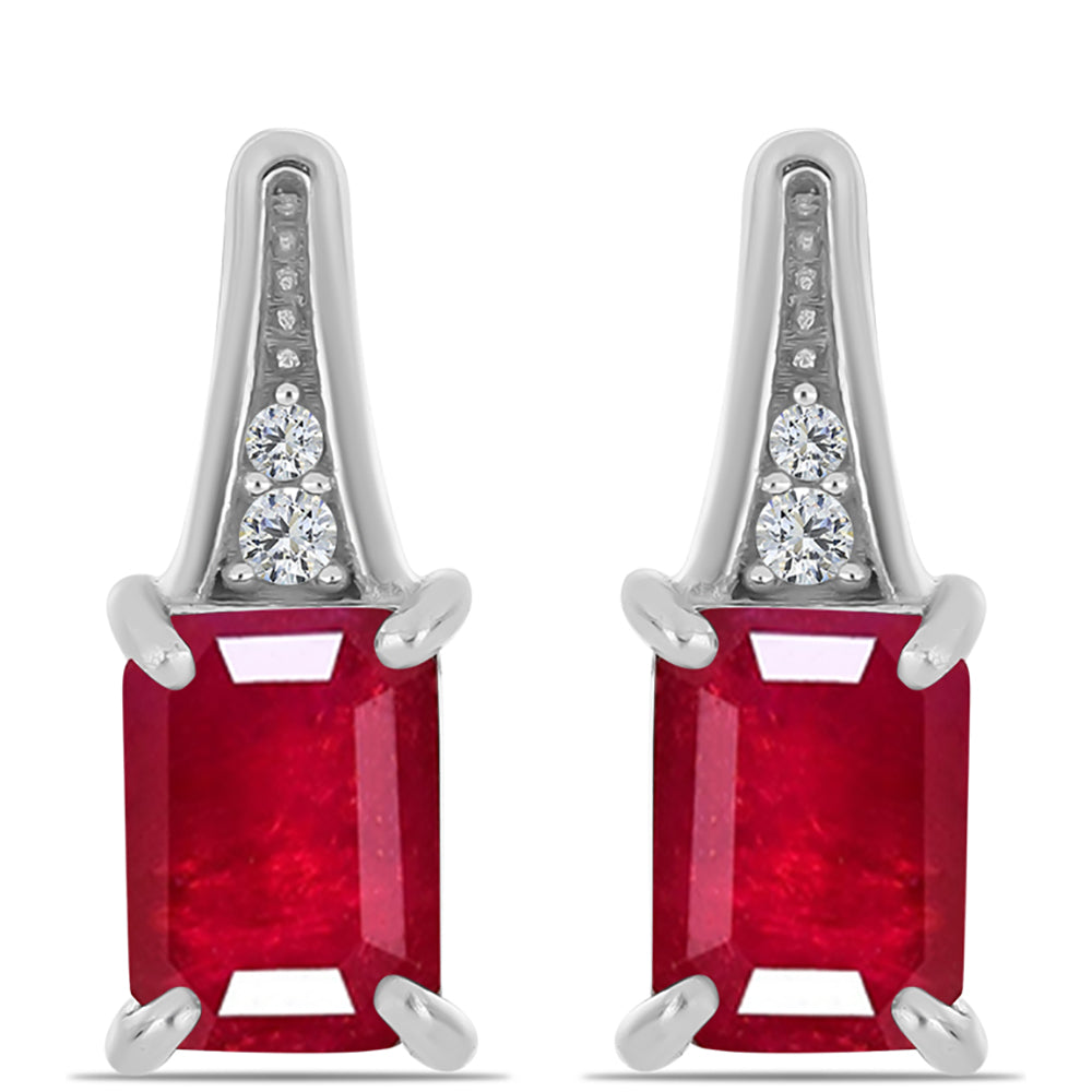 Cercei din Argint 925 ( 2.94 grame ) cu Rubin Malagasy și Topaz Alb 2.6 Carate