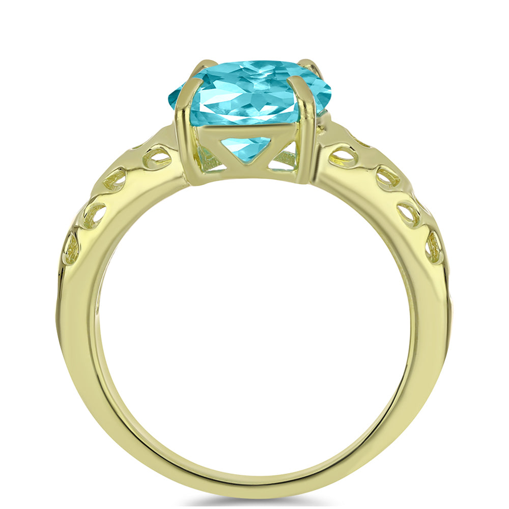 Inel din Argint 925 Placat cu Aur ( 3.17 grame ) cu Cuarț Paraiba 4.5 Carate