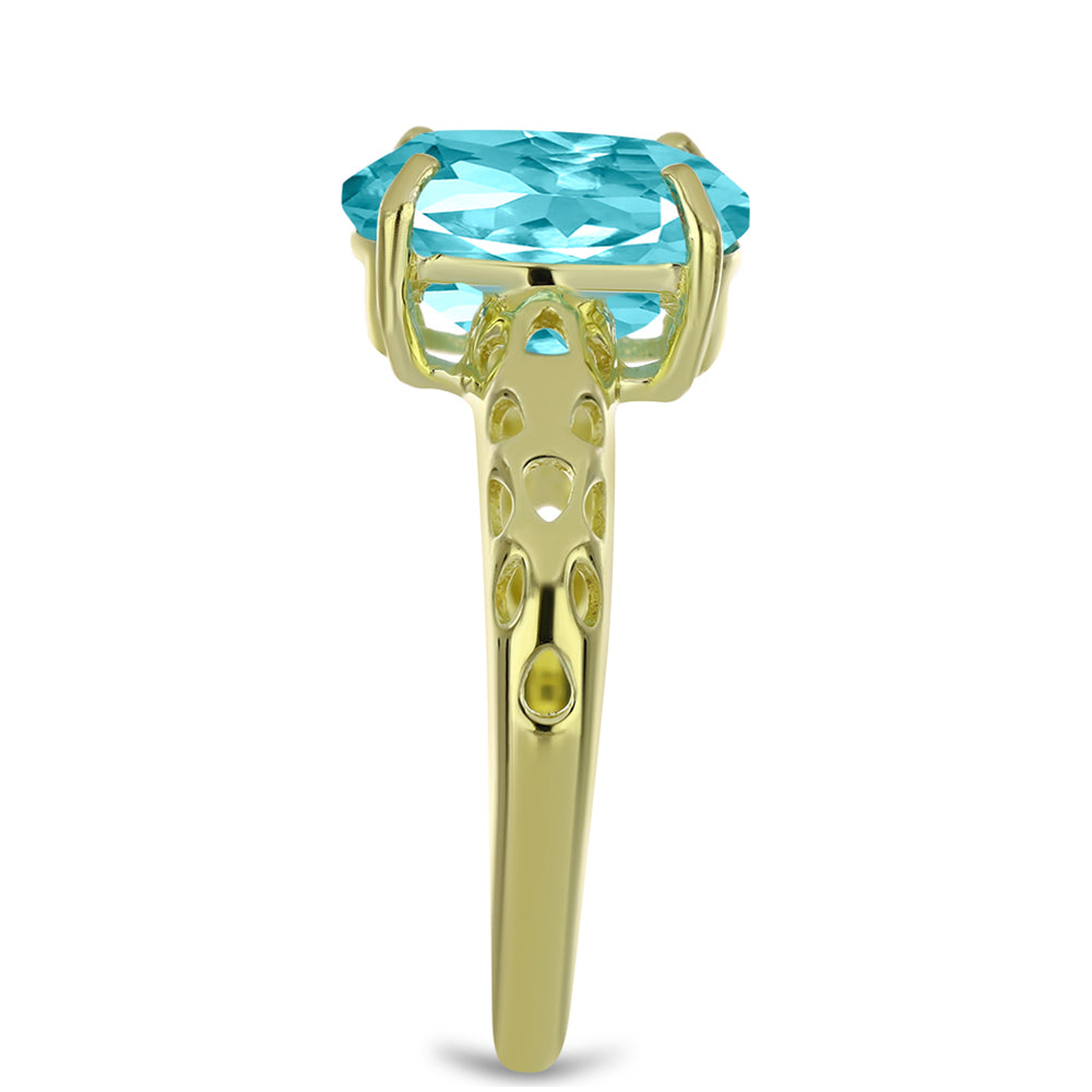 Inel din Argint 925 Placat cu Aur ( 3.17 grame ) cu Cuarț Paraiba 4.5 Carate 4 