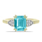 Inel din Argint 925 Placat cu Aur ( 2.55 grame ) cu Cuarț Paraiba și Topaz Alb 2.04 Carate