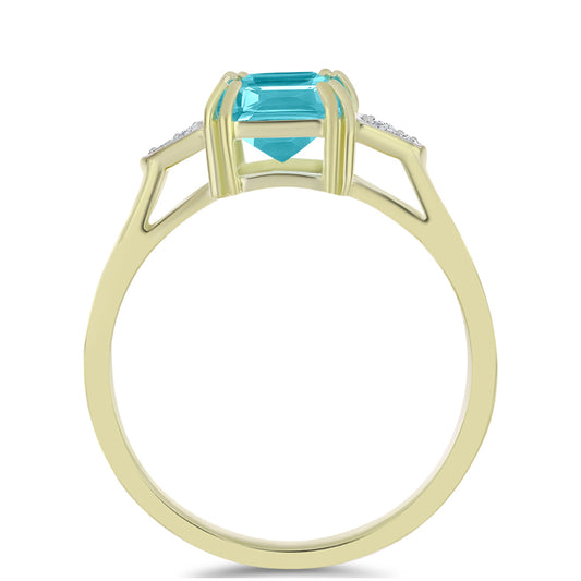 Inel din Argint 925 Placat cu Aur ( 2.55 grame ) cu Cuarț Paraiba și Topaz Alb 2.04 Carate